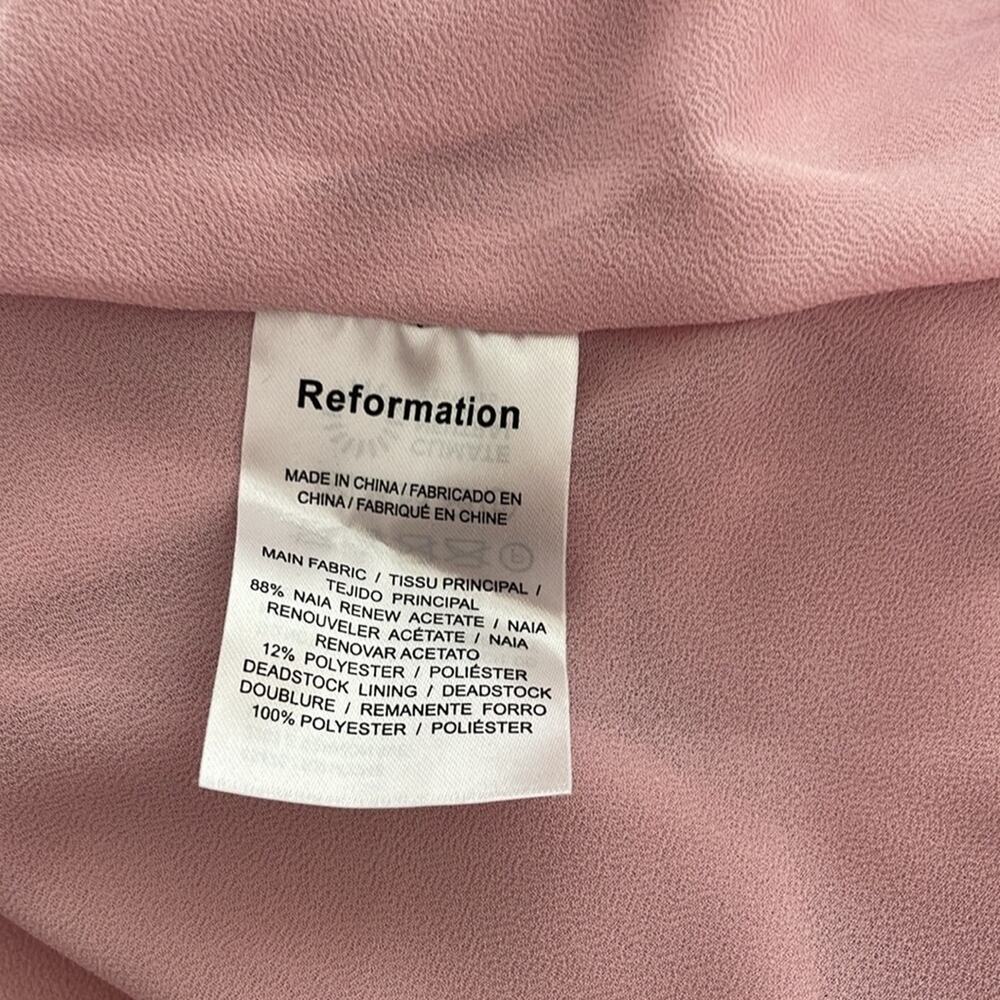 REFORMATION Valora Halterneck Ruched Satin Baby Girl Pink Midi Dress Size 12 - Picture 8 of 8